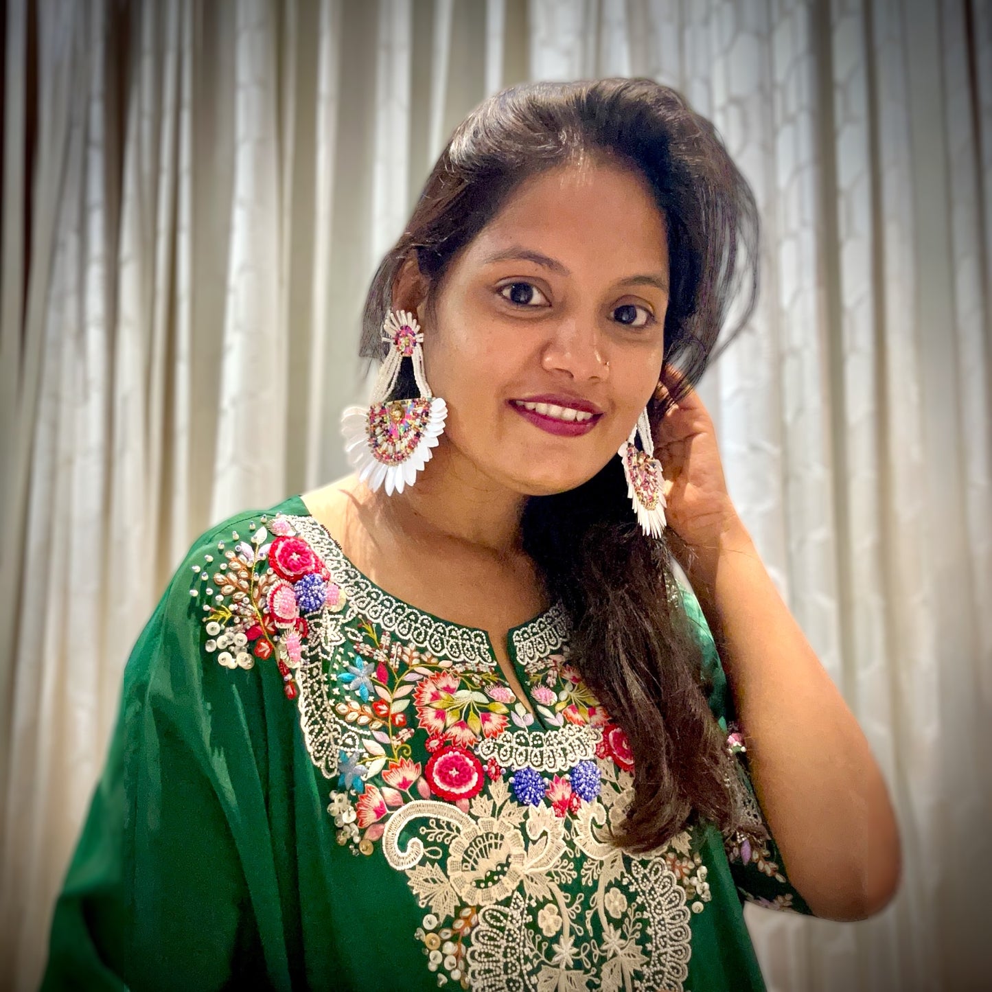Flower Chandbali Danglers Earrings