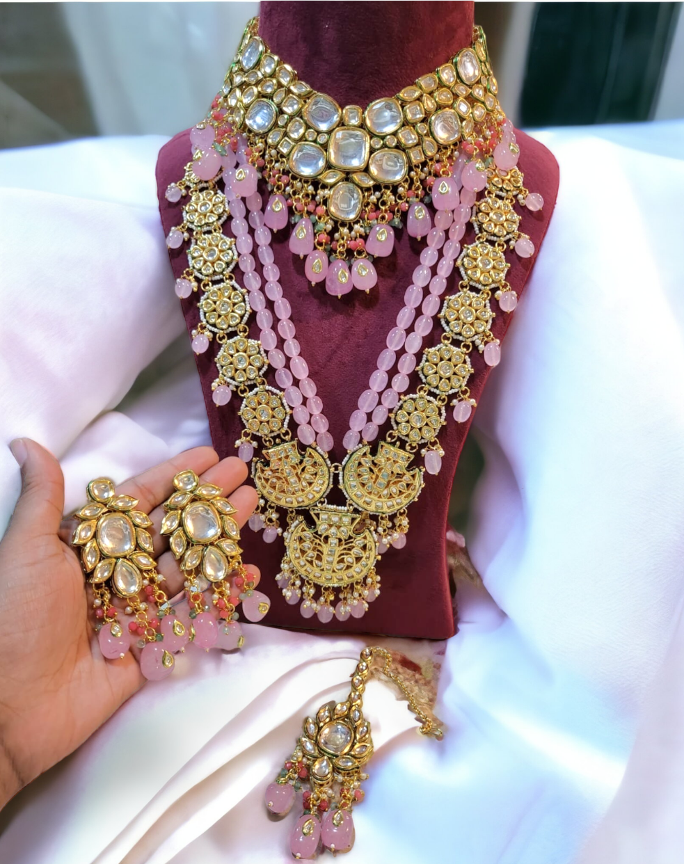 Veera kundan wedding necklace set, earring and tikka