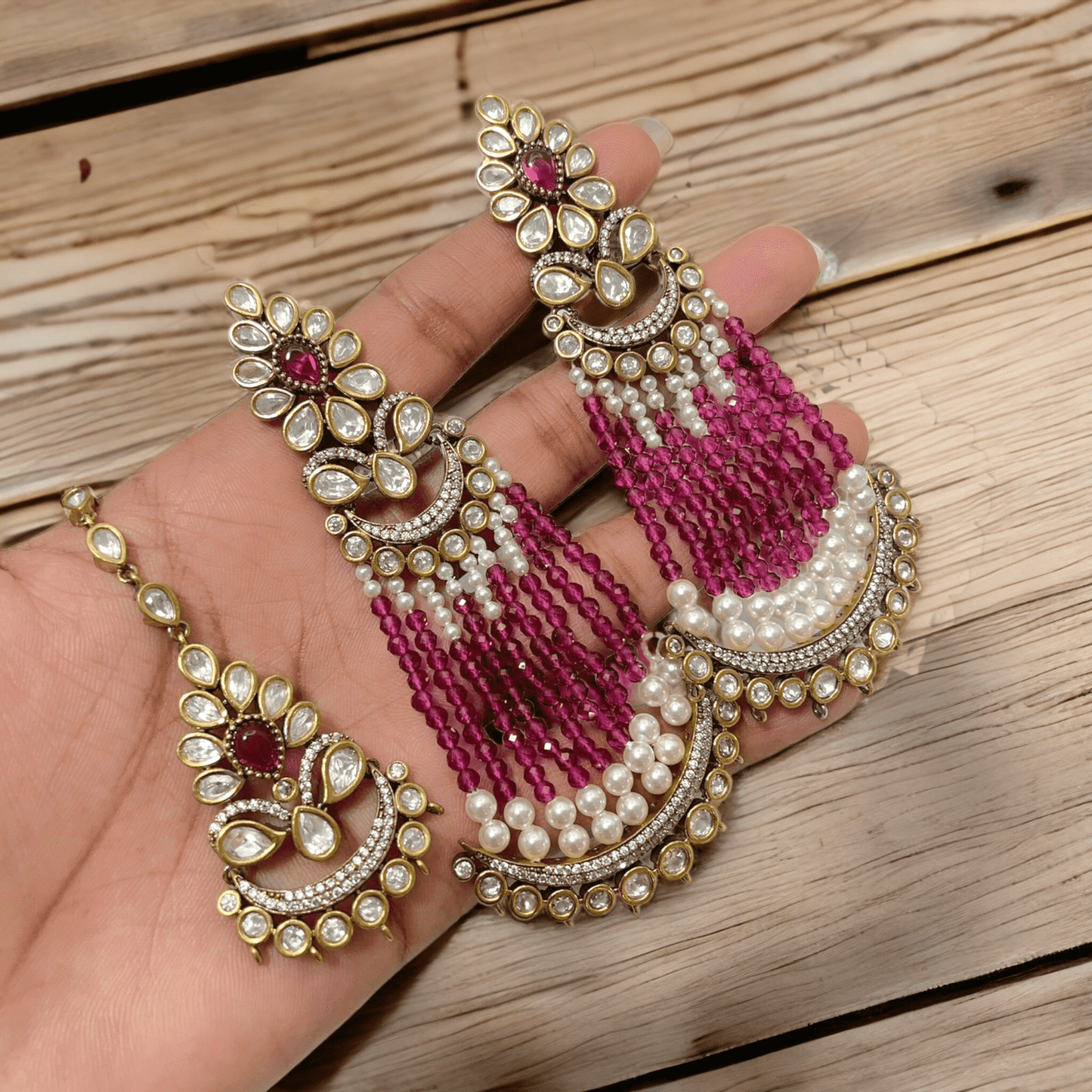 Johar Jhumar Teeka Earrings Combo