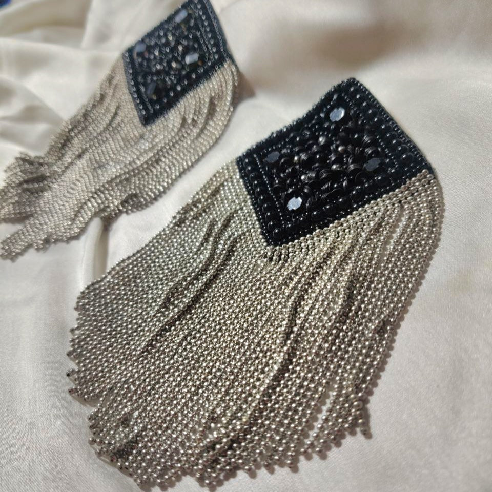 Long Black Tassel Earrings