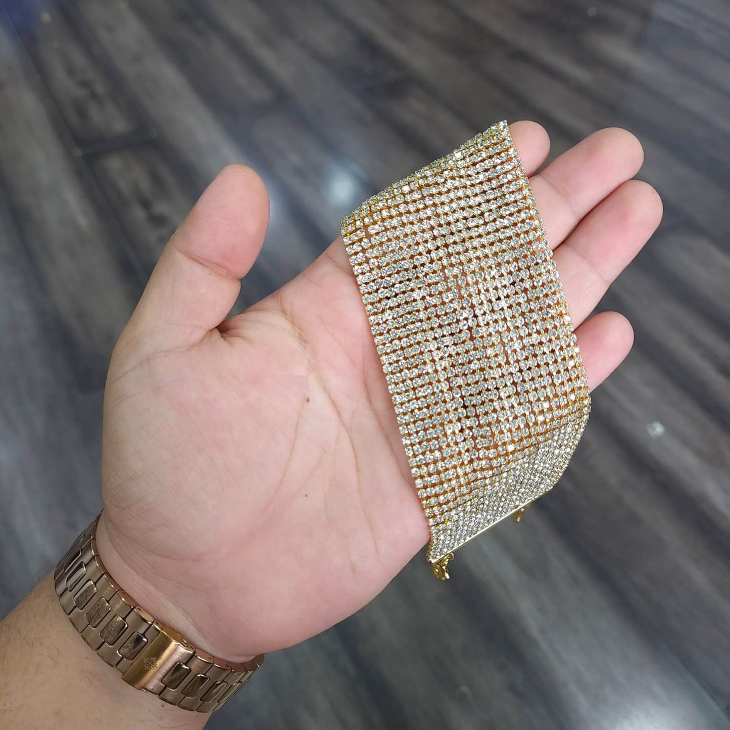 anklet cum bracelet in golden tone