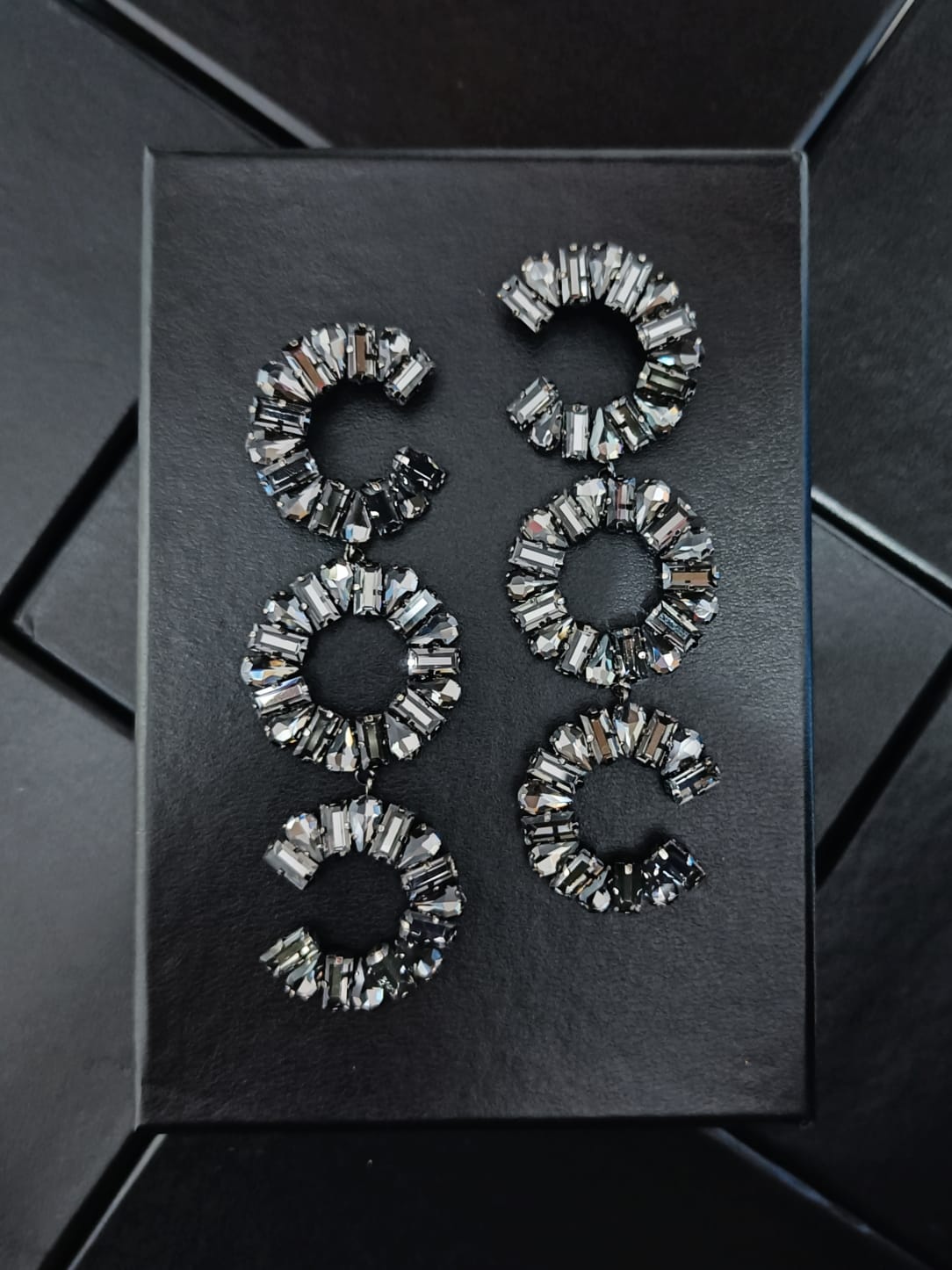 deepika dangler earring in gray color