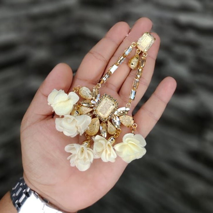 floral jhoomer dangler in golden color