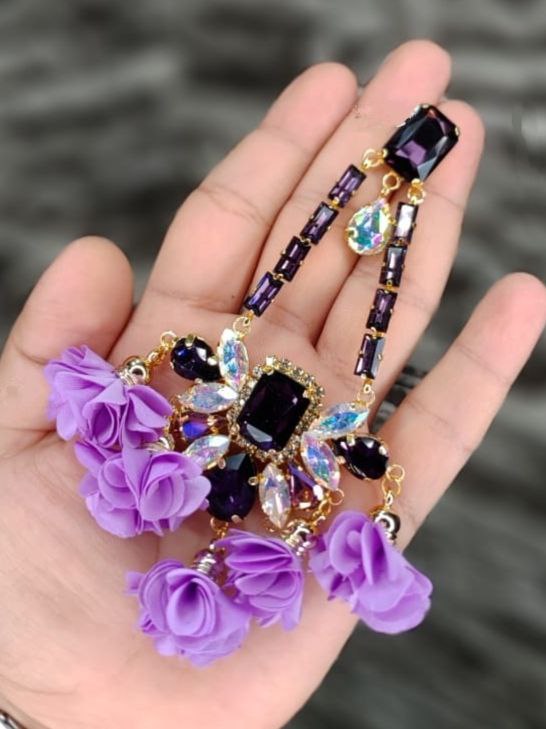 floral danglers in purple color