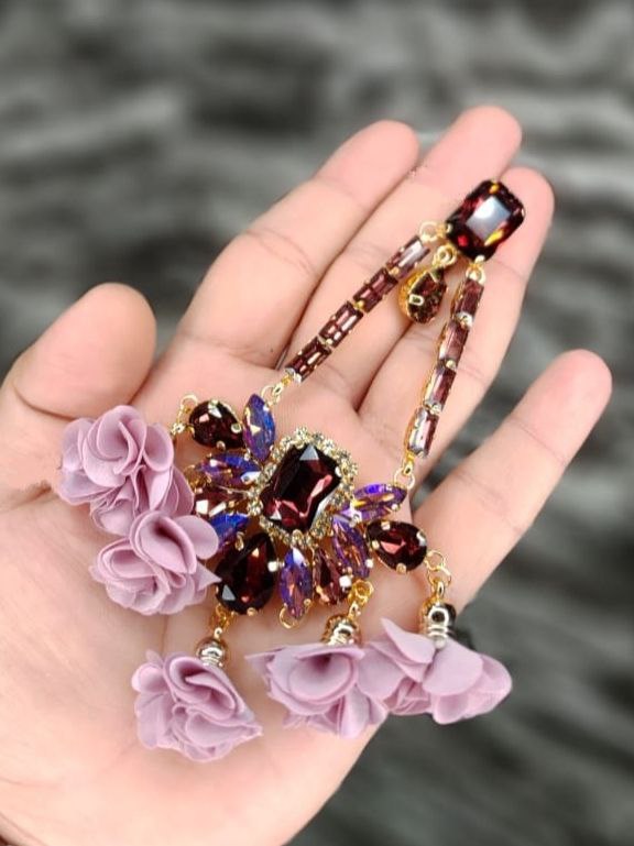 jhoomer danglers in wine color