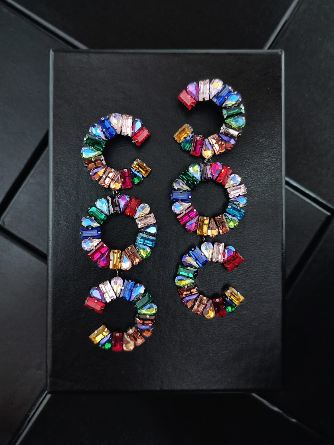 deepika long dangle earring in multi color
