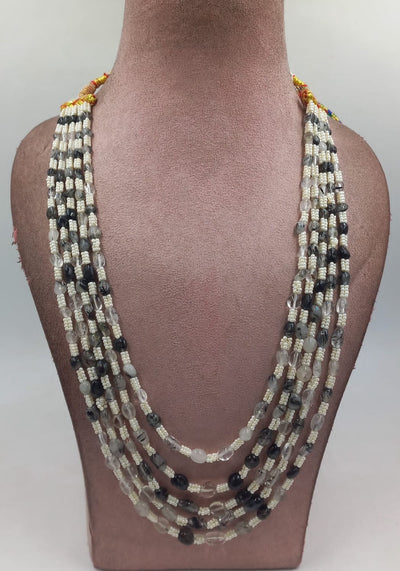 Semi-precious stone mala in black color
