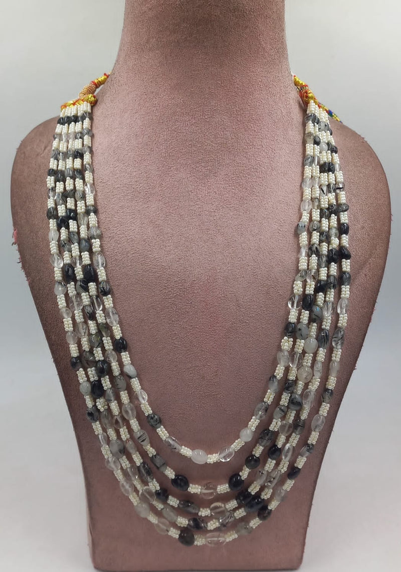 Semi-precious stone mala in black color