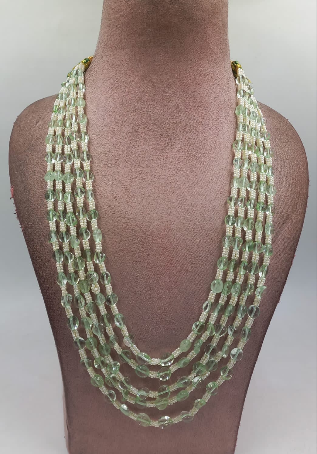 Semi-precious stone mala in parrot color