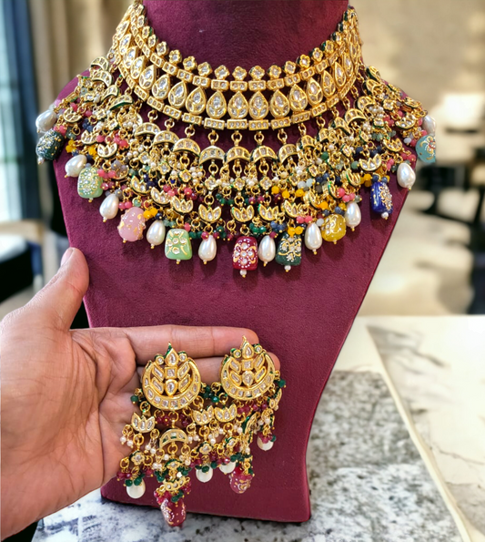 Kundan Meena Necklace