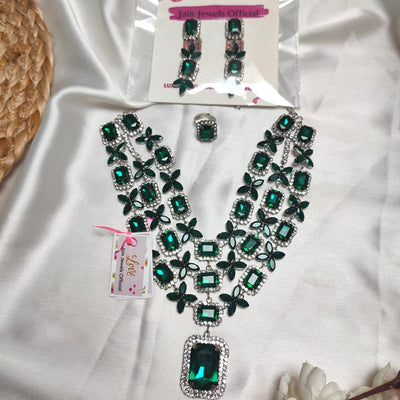 Natasha Three Strands Of Zirconia Beads Necklace