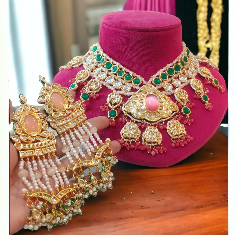 Yutika V Shape monalisa necklace set with earring