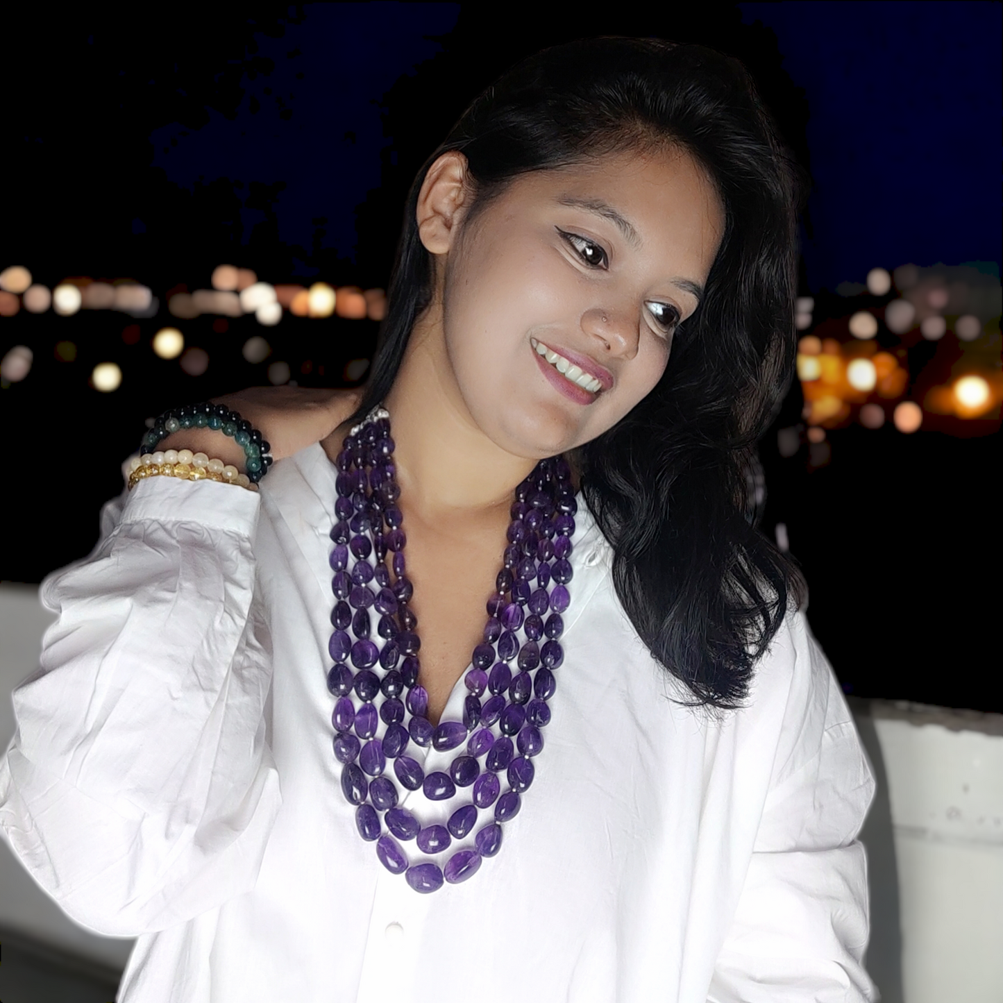 Natural Gemstone Amethyst Mala