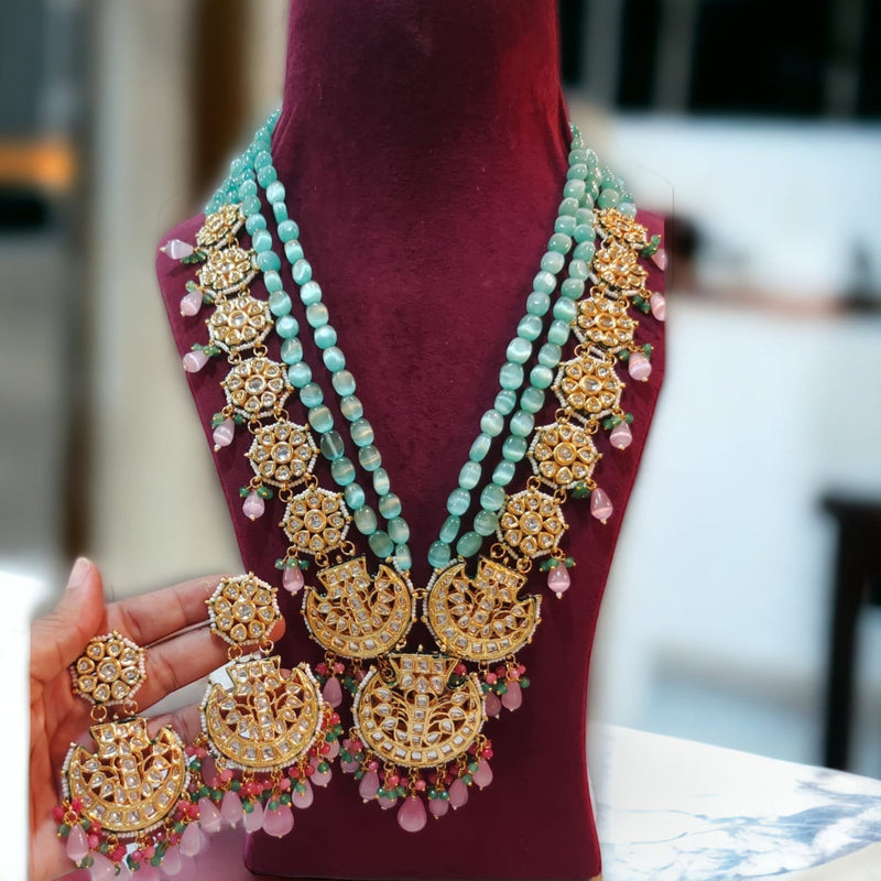 Adarshini semi precious rani haar set with earring