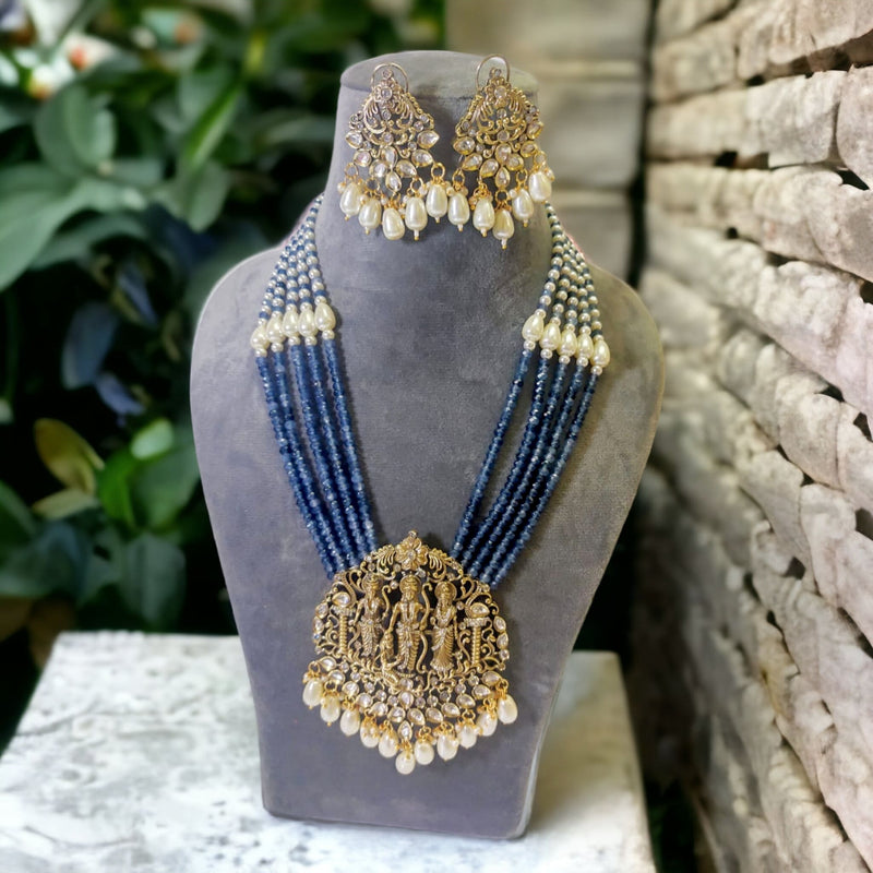 Ram charit antique necklace set in blue color