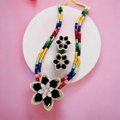 Flower broach semi-precious set in multi color