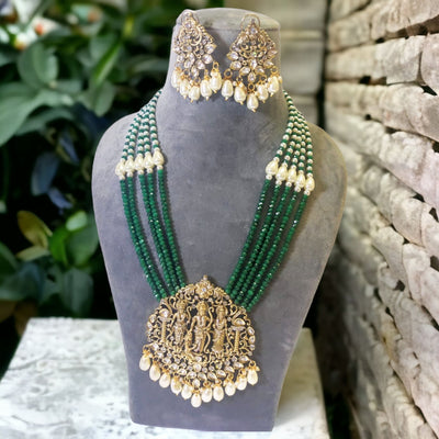 Ram charit antique necklace set in green color