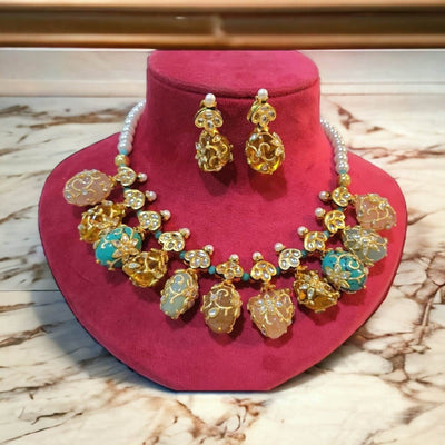 lash semi precious necklace set with earring