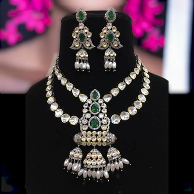 Nakshtra polki set in green color