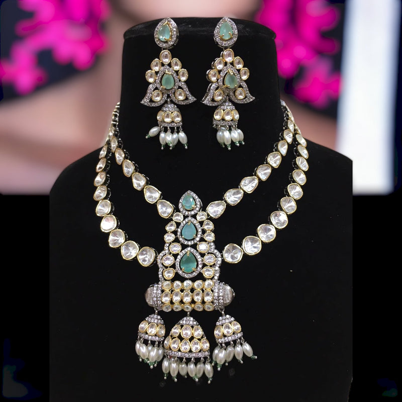 Nakshtra polki set in mint color