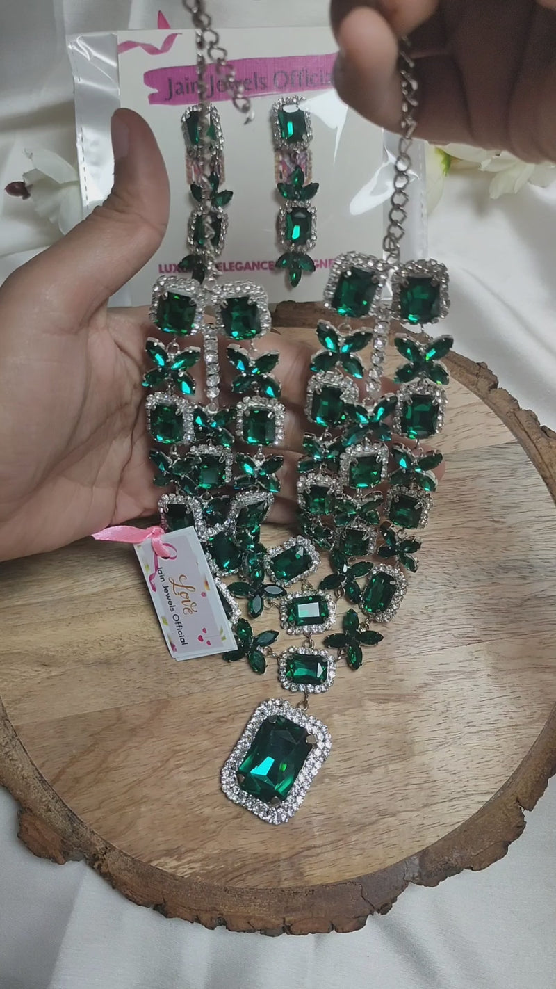 Natasha Three Strands Of Zirconia Beads Necklace