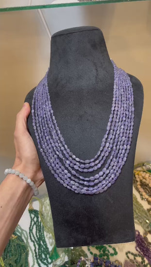 tanzanite gemstone 8 layer mala showing in video