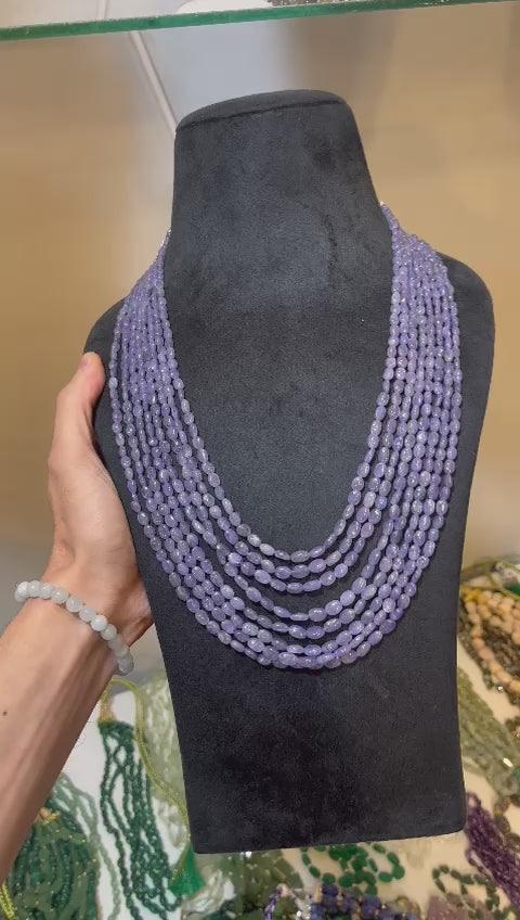 tanzanite gemstone 8 layer mala showing in video