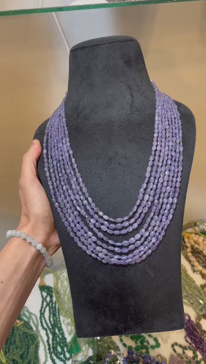 tanzanite gemstone 8 layer mala showing in video
