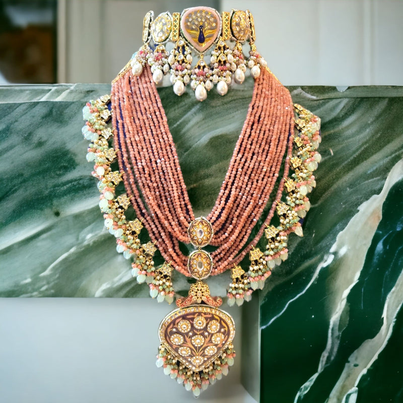 Samantha wedding necklace in peach color