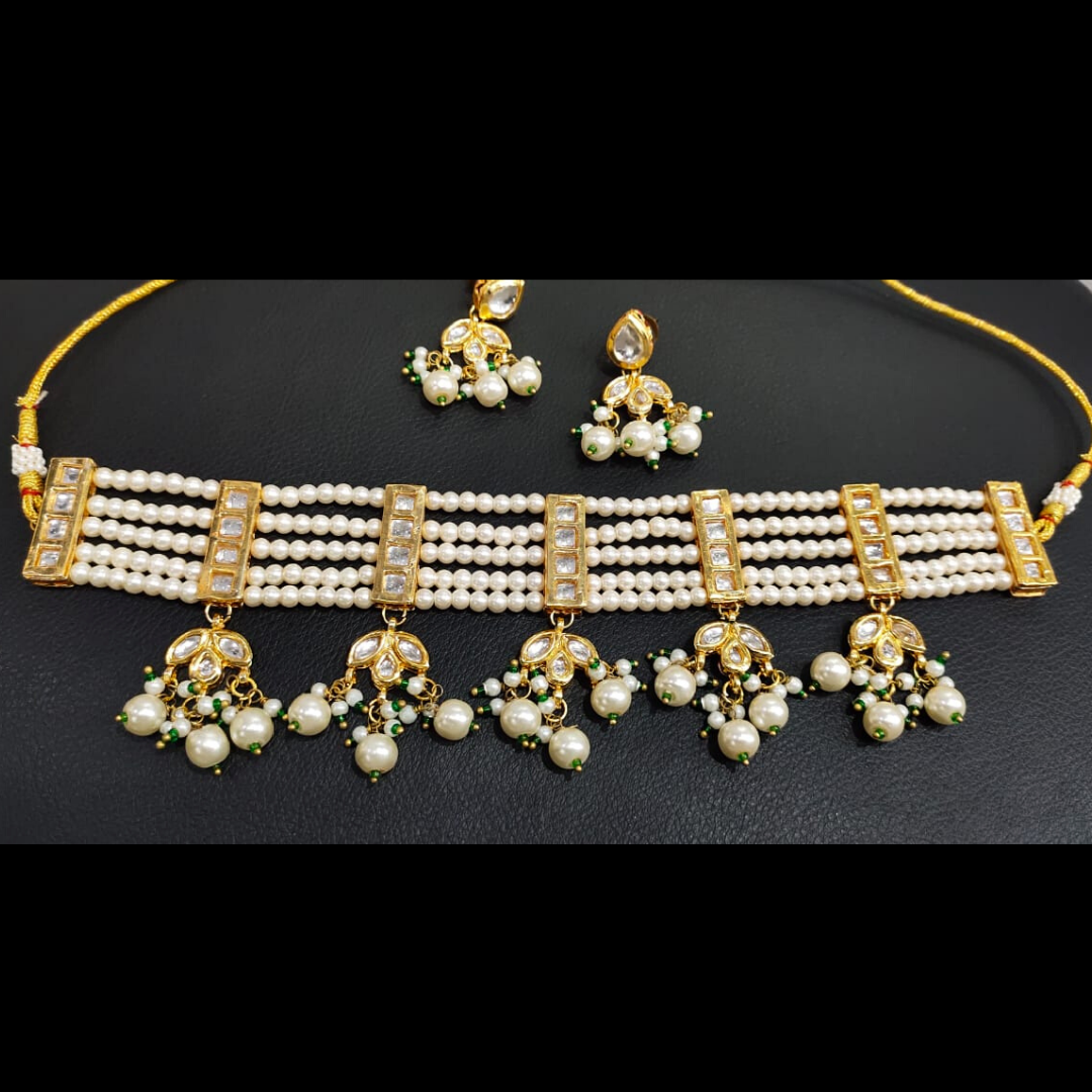 Maria Kundan and Pearl Choker Necklace