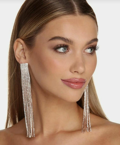 Shoulder Length Zirconia Earrings