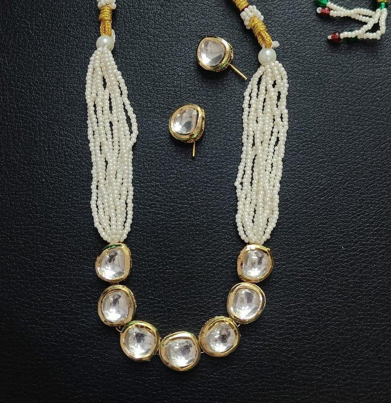 Kundan White Pearl Necklace