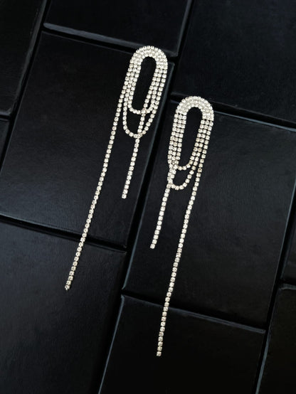 Loop Zirconia Tassel Earrings