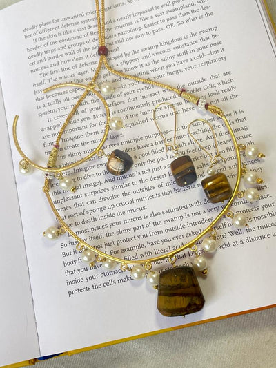 Tiger eye gemstone combo (necklace, bracelet & earrings)