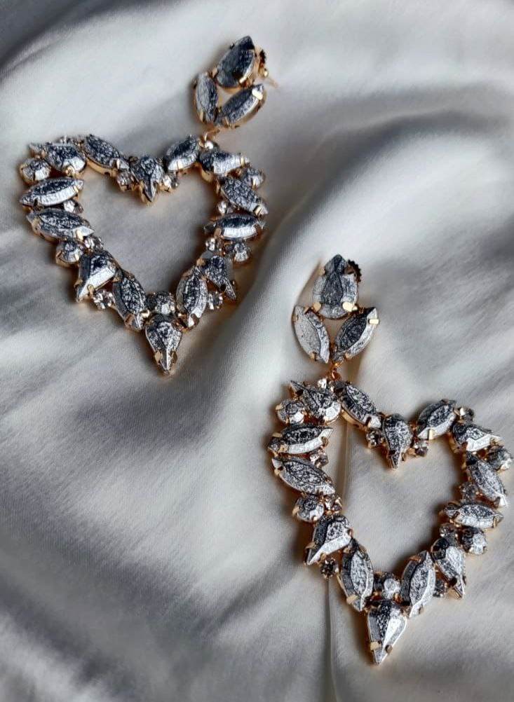 Heart-Shaped Silver Danglers