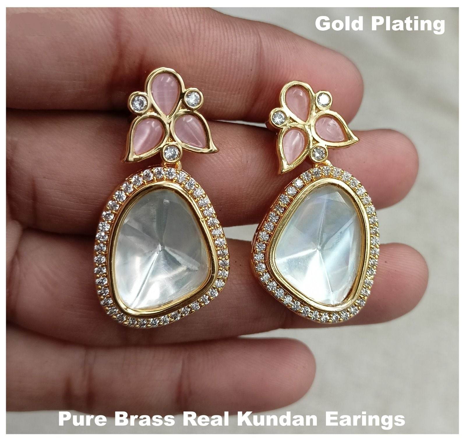 gold plating pure brass earrings in rose color
