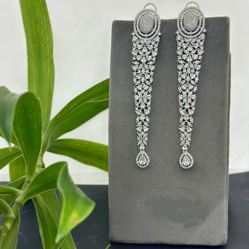 cubic zirconia earrings in silver color