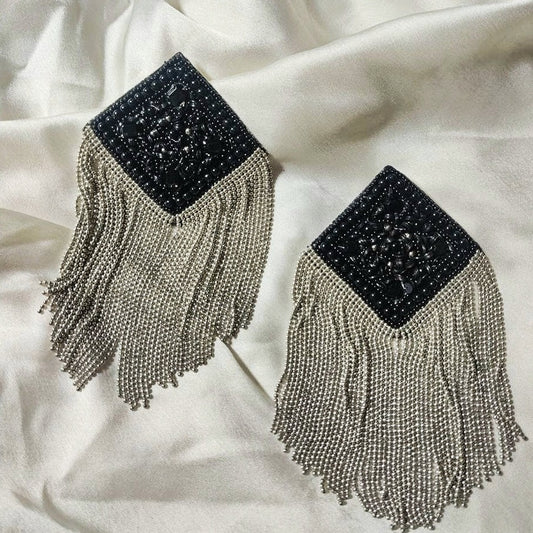 Long Black Tassel Earrings