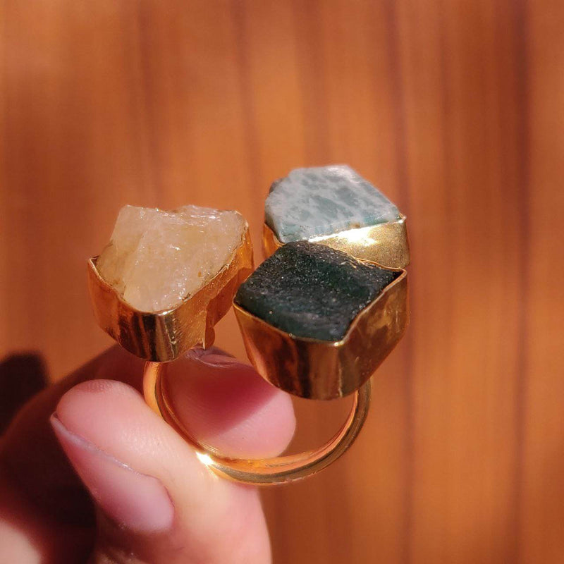 Brass Based Handcrafted Adjustable Ring front side