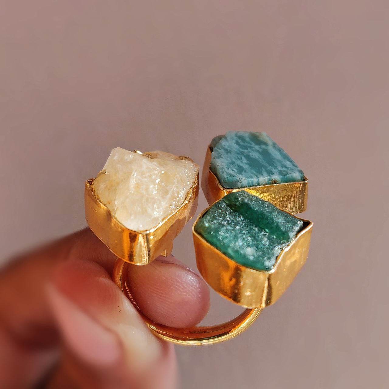 Saraha Raw Gemstone Ring in top angle