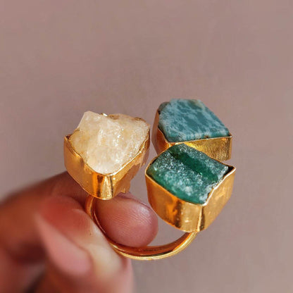 Saraha Raw Gemstone Ring in top angle