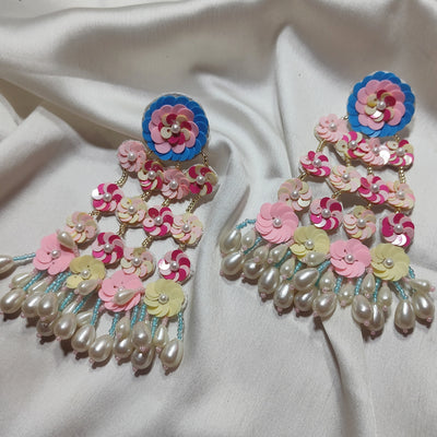 colourful jhoomer style earrings in blue color
