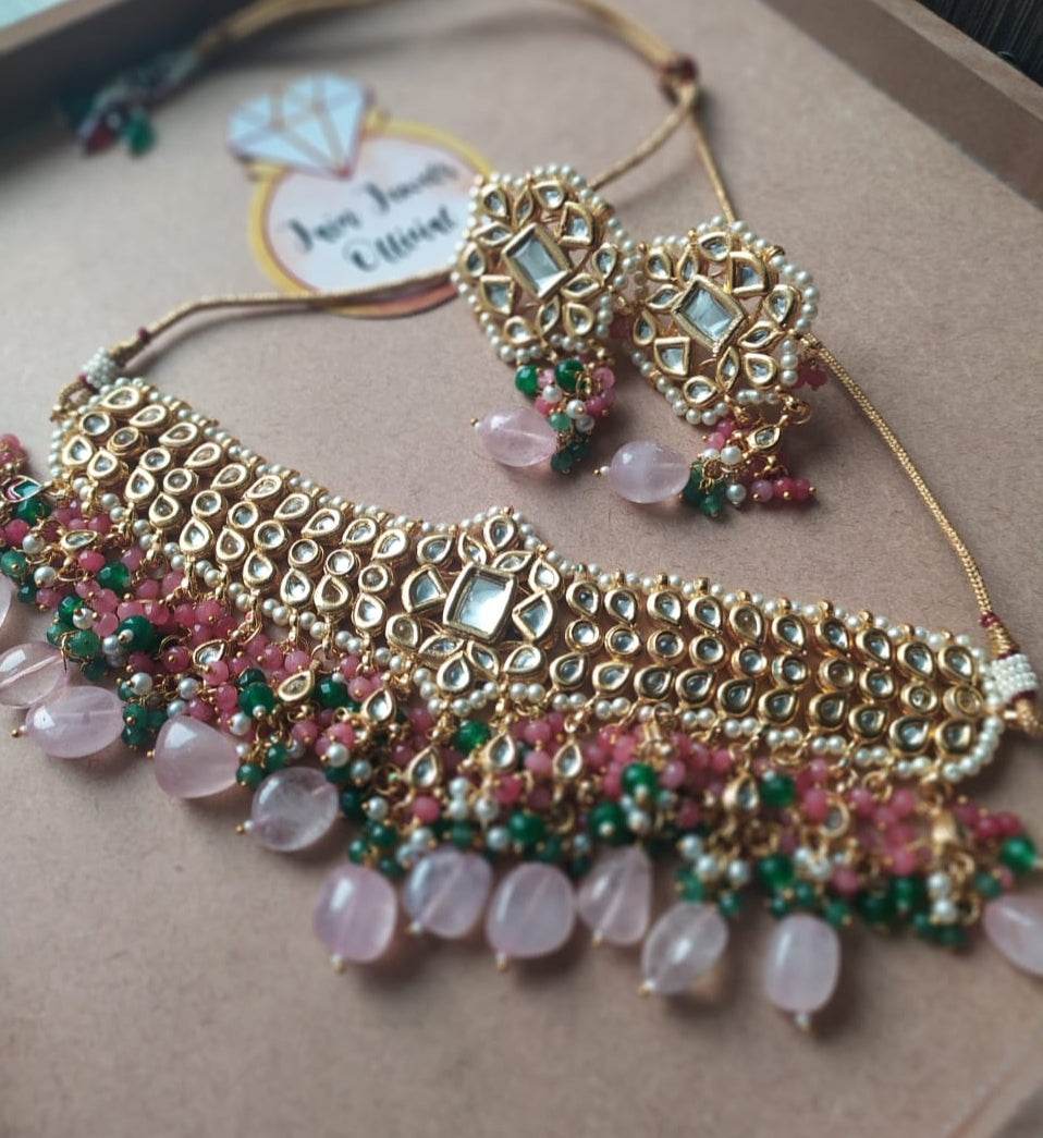 designer kundan necklace with earrings