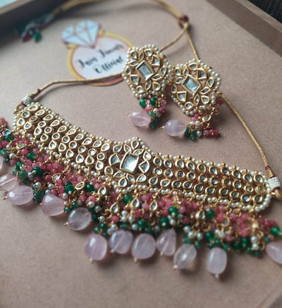 designer kundan necklace with earrings