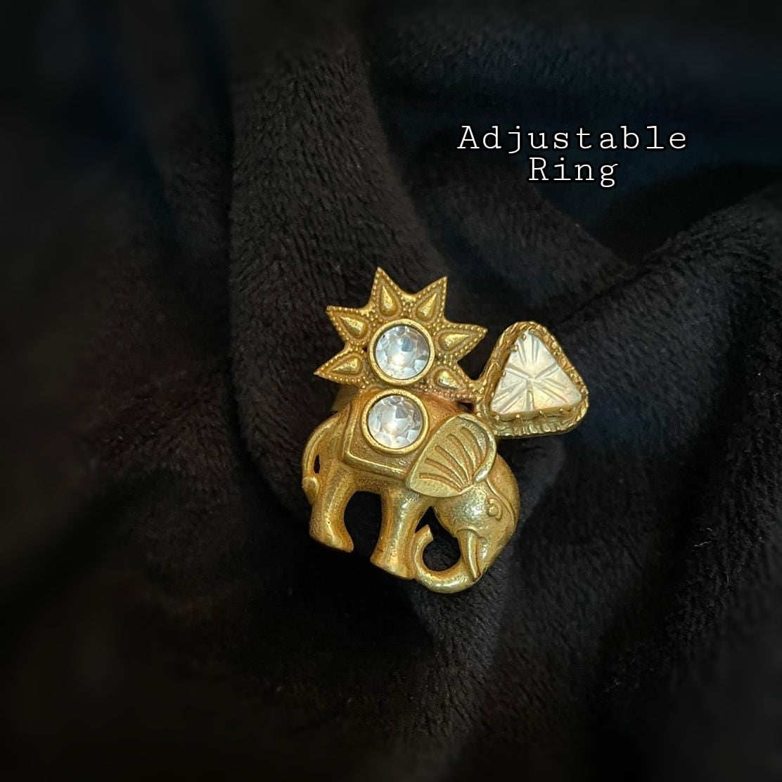 Elephant polki adjustable Ring