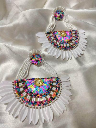 flower style chandbali danglers earrings