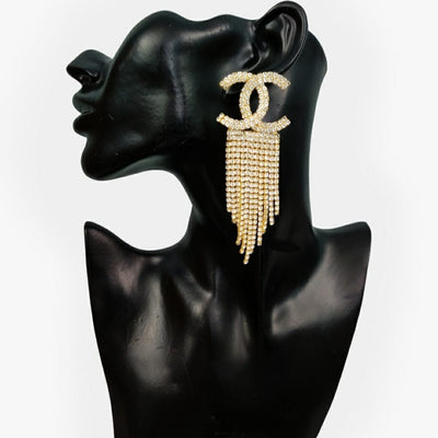 Chanel danglers zirconia in golden tone