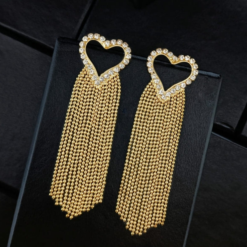 golden heart tassel earrings
