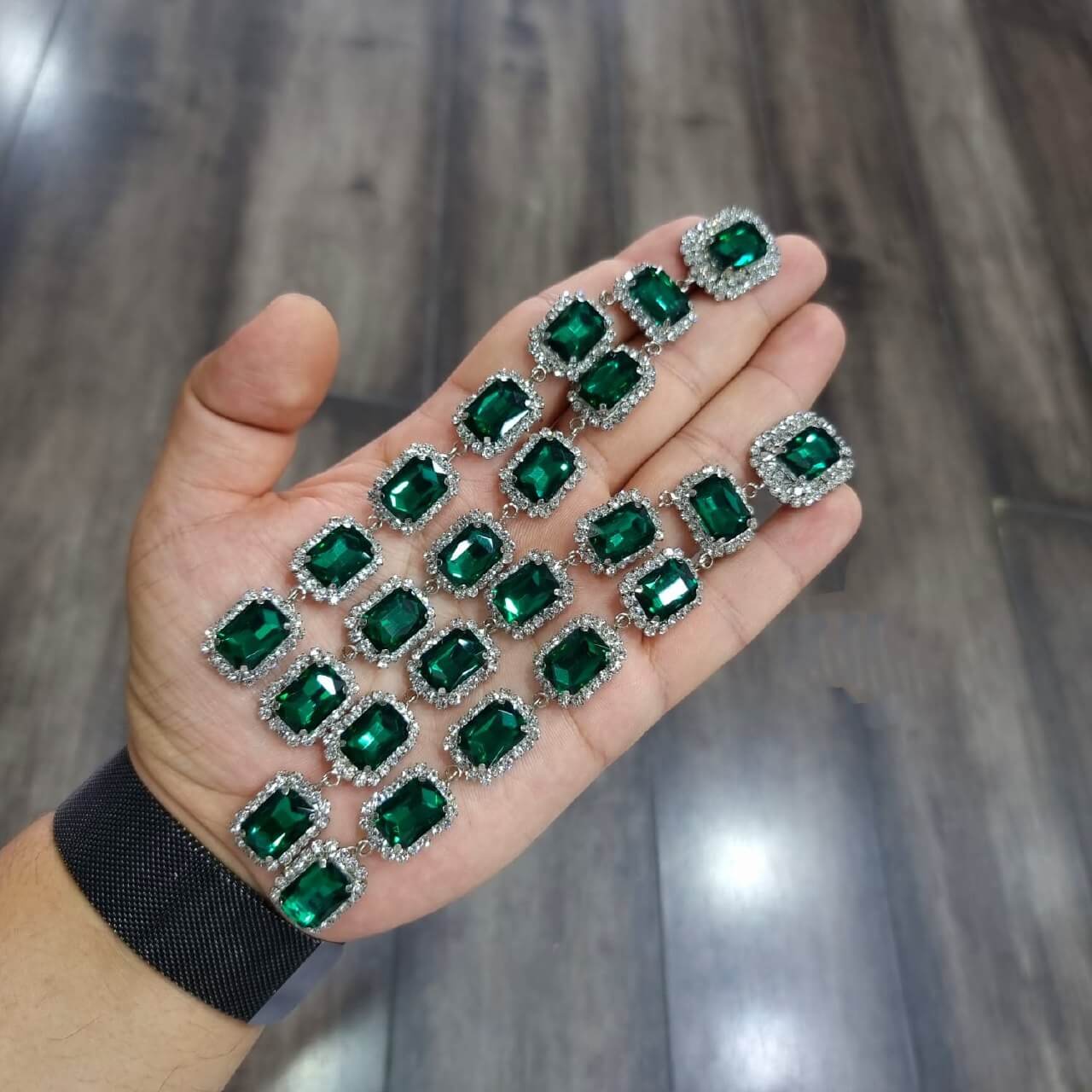 Amaya long zirconia danglers in green color