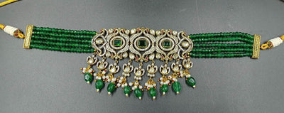 Bahaar victorian choker necklace in green color